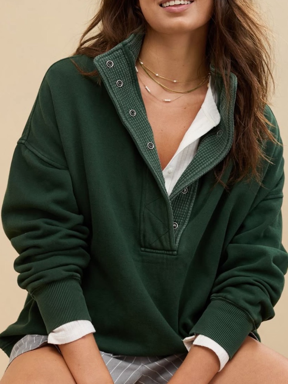 Aerie Getaway Quarter Snap Sweatshirt